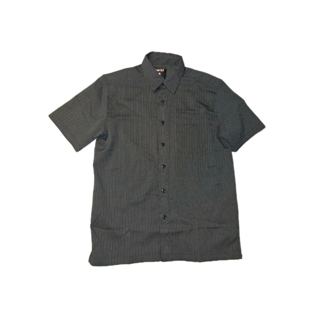 Swiss Tech Cotton Blend Pin Striped Gray Size S Button Up Shirt